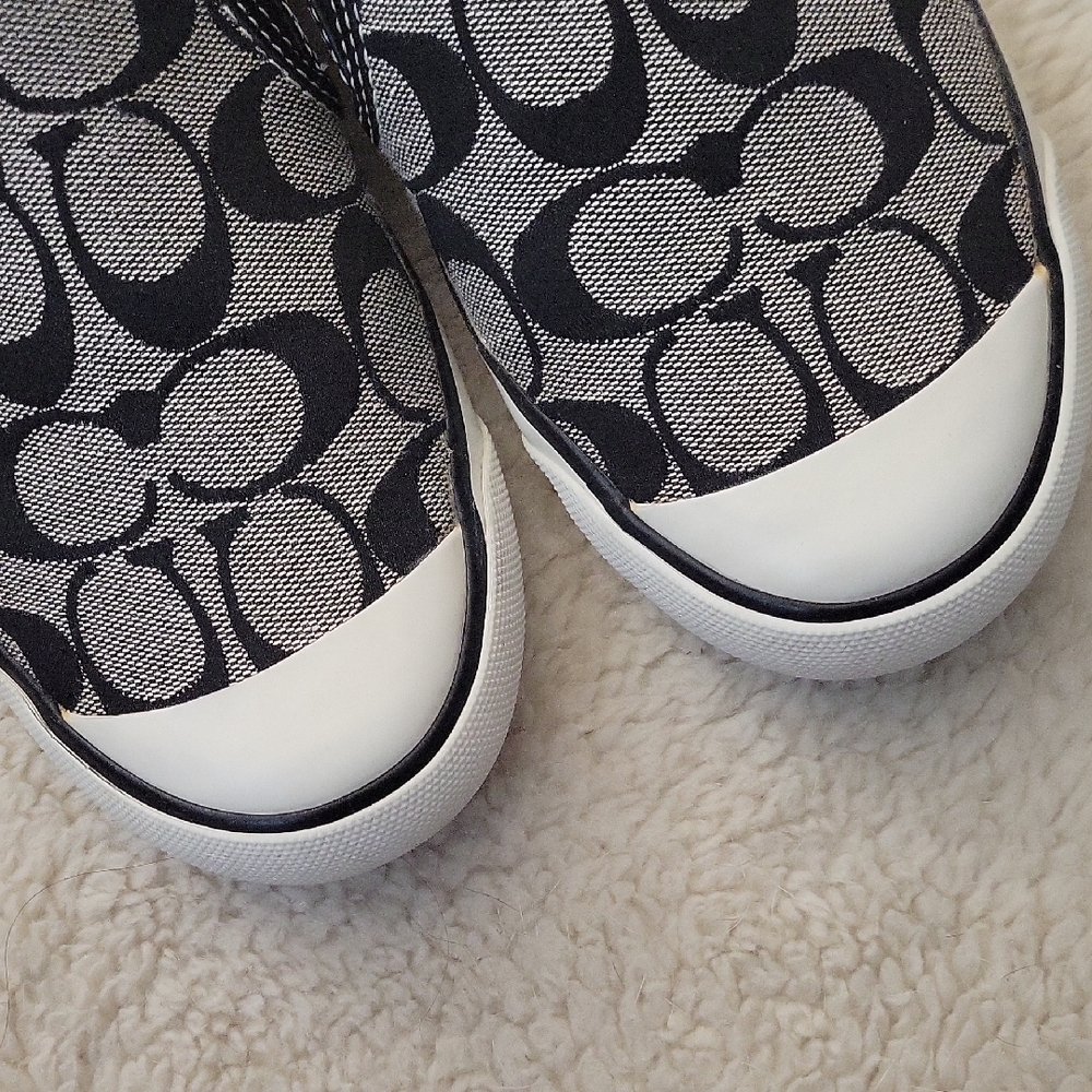 Coach Monogram Black and Gray Slip-On Sneakers - Picture 6 of 8